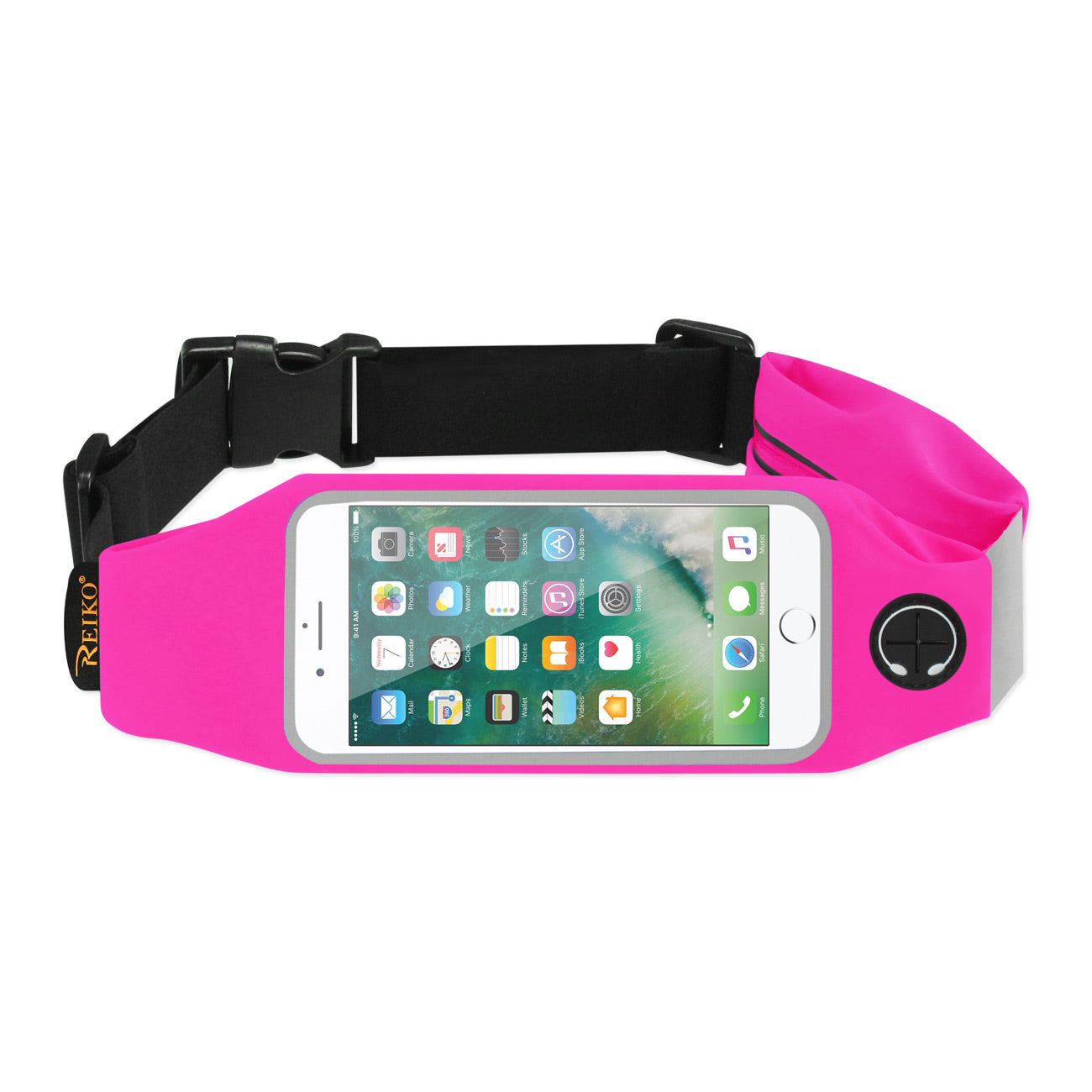 REIKO RUNNING SPORT BELT FOR 5.5 INCHES DEVICE WITH TWO POCKETS IN PINK (5.5x5.5 INCHES)(SWB03-UNI55PK)